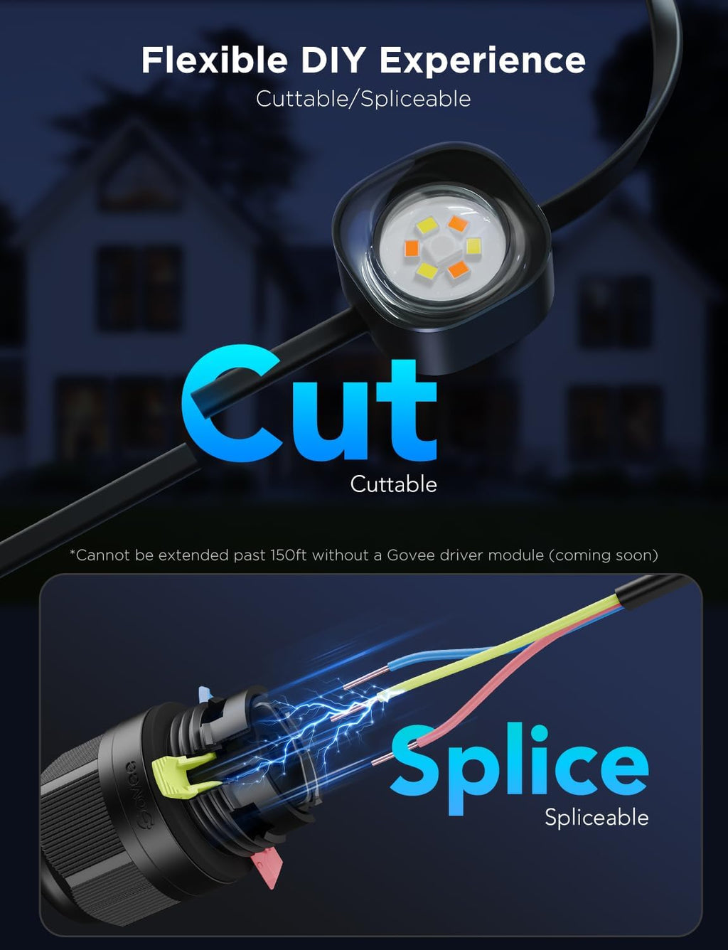 Govee Permanent Outdoor Lights Pro, 200ft with 120 RGBIC LED Lights for Daily and Accent Lighting, 75 Scene Modes for Outdoor Decor, IP67 Waterproof, Works with Alexa, Google Assistant, Matter, White