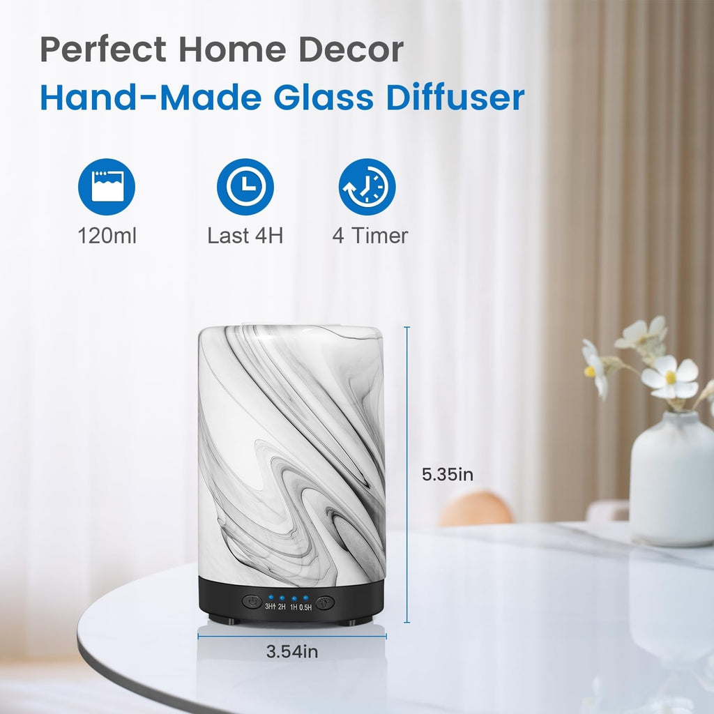 Essential Oil Diffuser 120ML Metal Aromatherapy Diffuser, Cool Mist Humidifier with Auto Shut-Off Protection 7 Color Lights for Home Office Spa (Tree)