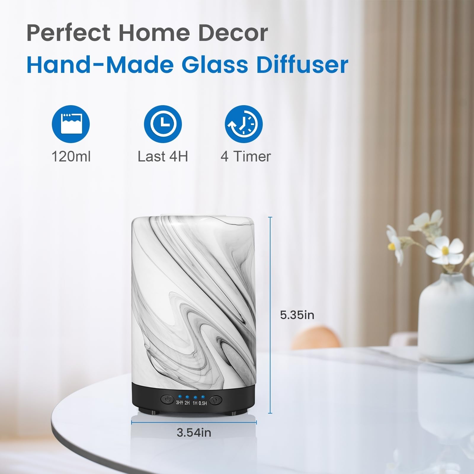 Essential Oil Diffuser 120ML Metal Aromatherapy Diffuser, Cool Mist Humidifier with Auto Shut-Off Protection 7 Color Lights for Home Office Spa (Tree)