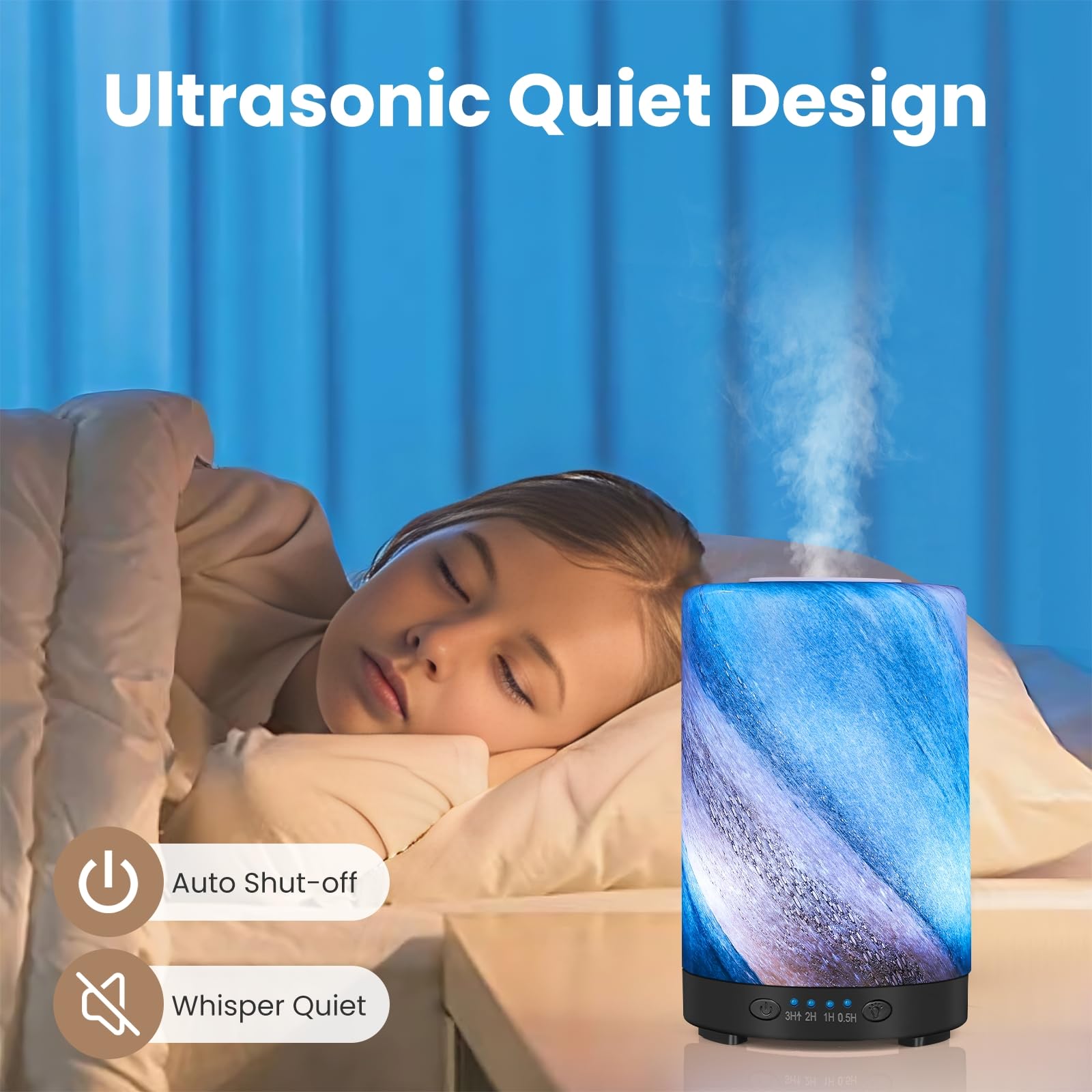 Essential Oil Diffuser 120ML Metal Aromatherapy Diffuser, Cool Mist Humidifier with Auto Shut-Off Protection 7 Color Lights for Home Office Spa (Tree)