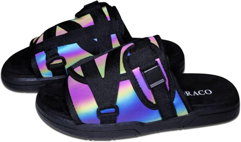 Draco DracoSlides Reflective Slides for Men and Women, Wrapped in Reflective 3M with Adjustable Straps for Wide/Narrow Feet, Sandals with Arch Support & Slip Resistant, Men & Women Footwear, Black