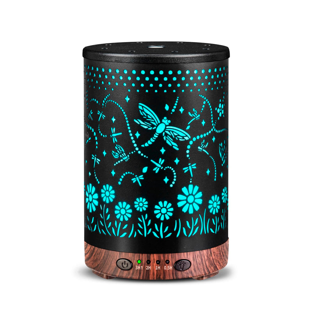 Essential Oil Diffuser 120ML Metal Aromatherapy Diffuser, Cool Mist Humidifier with Auto Shut-Off Protection 7 Color Lights for Home Office Spa (Tree)