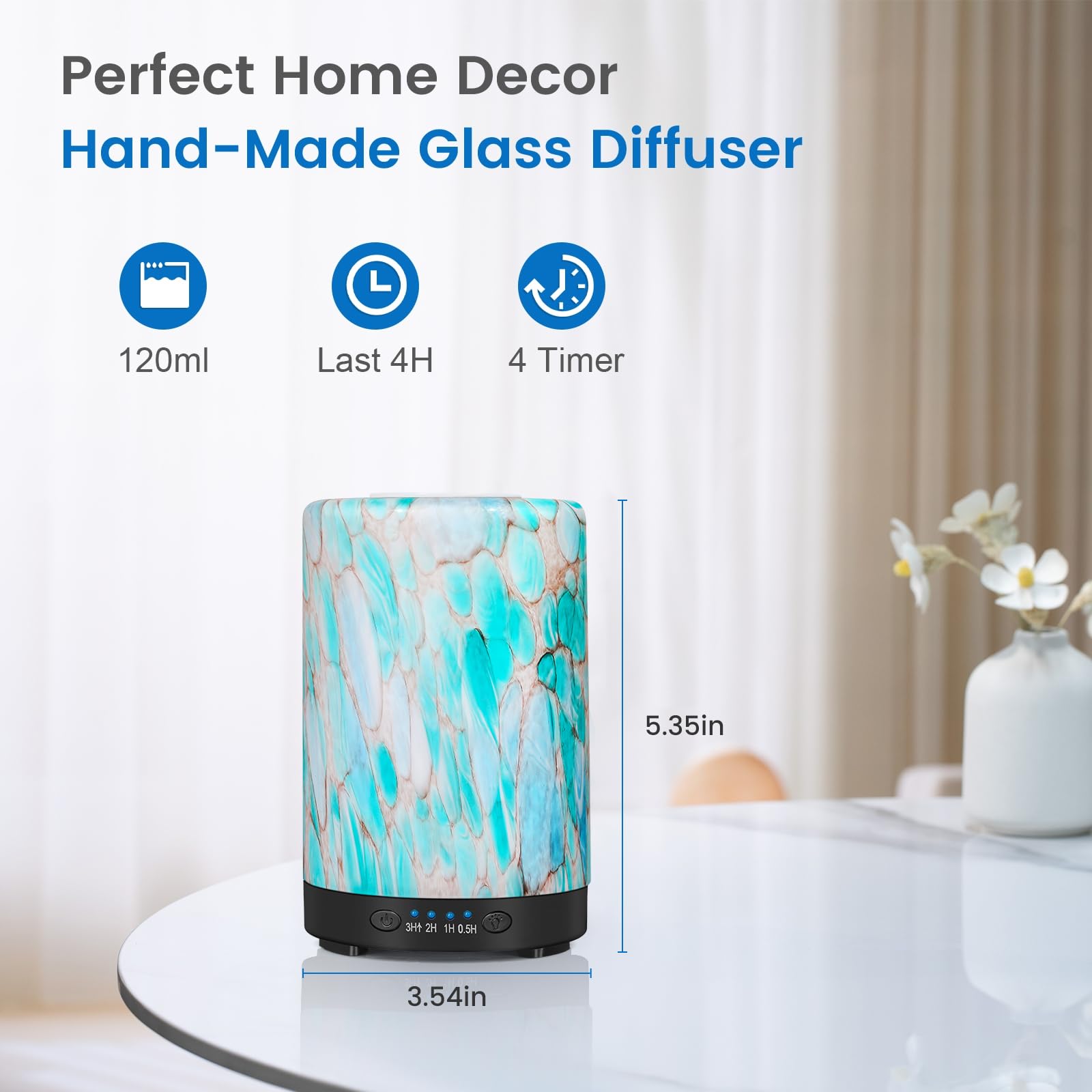 Essential Oil Diffuser 120ML Metal Aromatherapy Diffuser, Cool Mist Humidifier with Auto Shut-Off Protection 7 Color Lights for Home Office Spa (Tree)