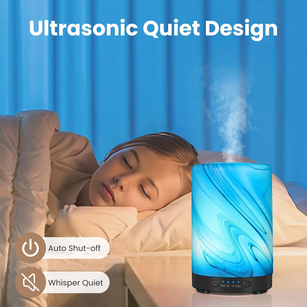 Essential Oil Diffuser 120ML Metal Aromatherapy Diffuser, Cool Mist Humidifier with Auto Shut-Off Protection 7 Color Lights for Home Office Spa (Tree)