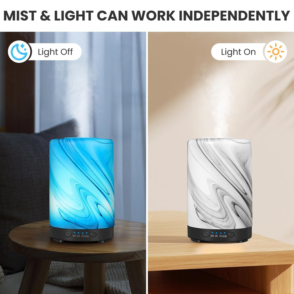 Essential Oil Diffuser 120ML Metal Aromatherapy Diffuser, Cool Mist Humidifier with Auto Shut-Off Protection 7 Color Lights for Home Office Spa (Tree)