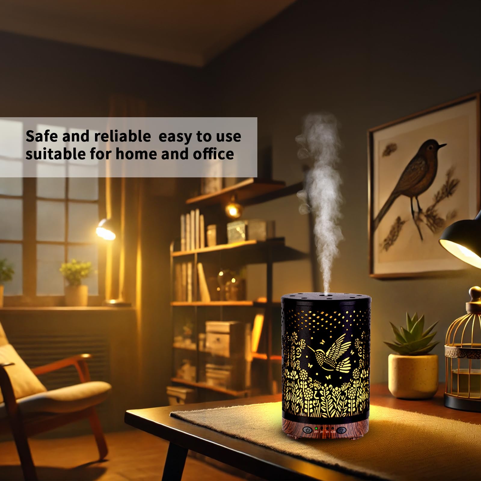 Essential Oil Diffuser 120ML Metal Aromatherapy Diffuser, Cool Mist Humidifier with Auto Shut-Off Protection 7 Color Lights for Home Office Spa (Tree)