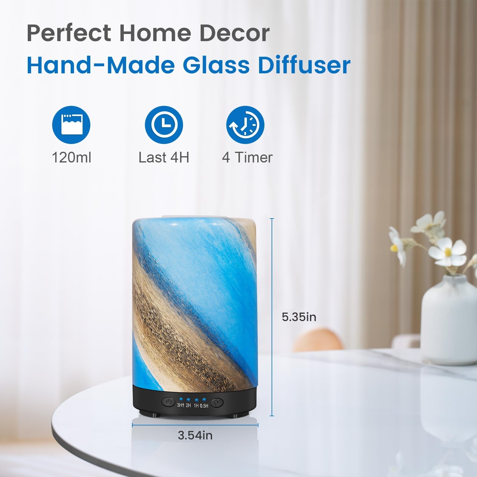 Essential Oil Diffuser 120ML Metal Aromatherapy Diffuser, Cool Mist Humidifier with Auto Shut-Off Protection 7 Color Lights for Home Office Spa (Tree)