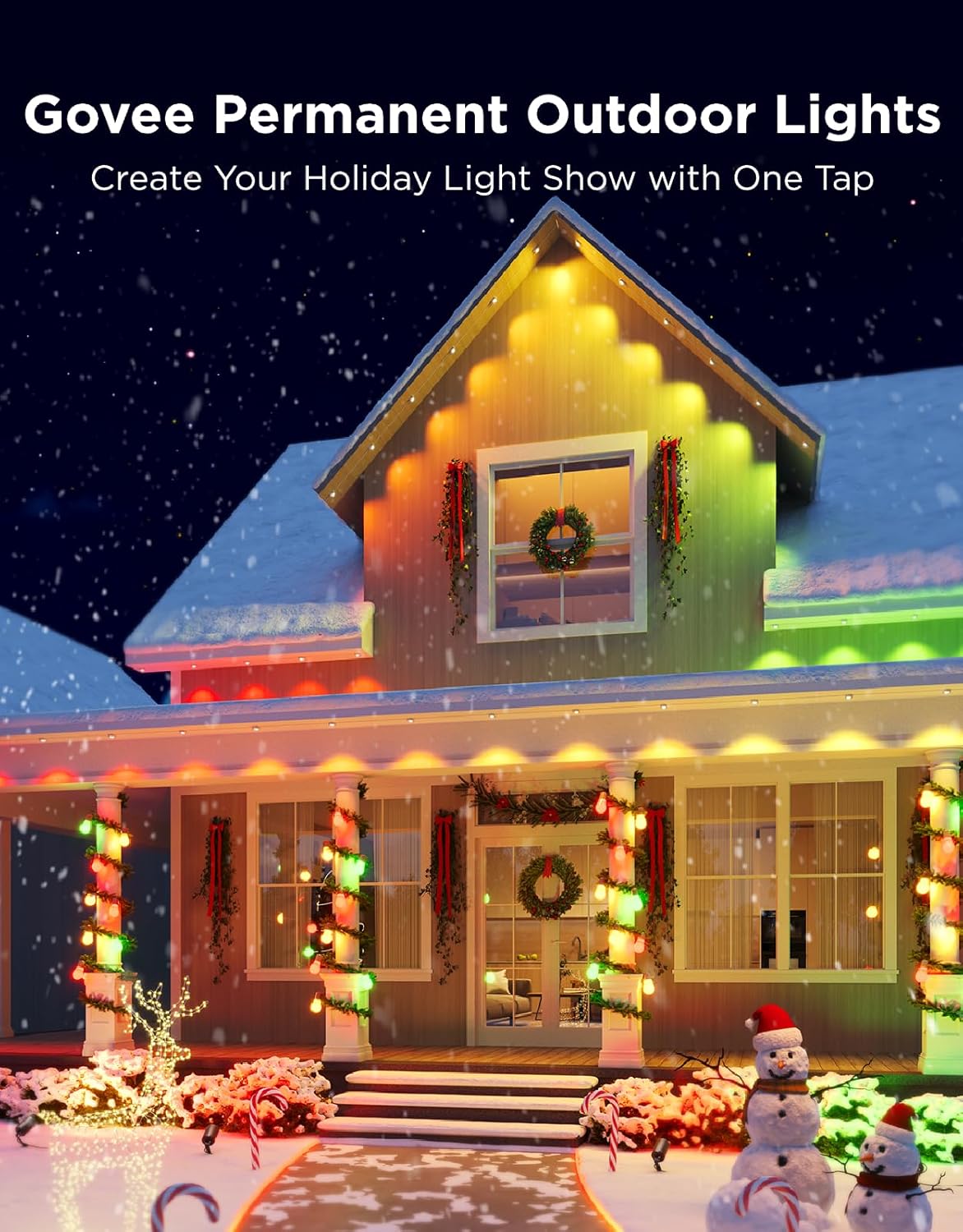 Govee Permanent Outdoor Lights Pro, 200ft with 120 RGBIC LED Lights for Daily and Accent Lighting, 75 Scene Modes for Outdoor Decor, IP67 Waterproof, Works with Alexa, Google Assistant, Matter, White