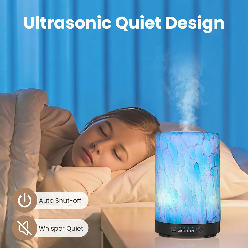 Essential Oil Diffuser 120ML Metal Aromatherapy Diffuser, Cool Mist Humidifier with Auto Shut-Off Protection 7 Color Lights for Home Office Spa (Tree)