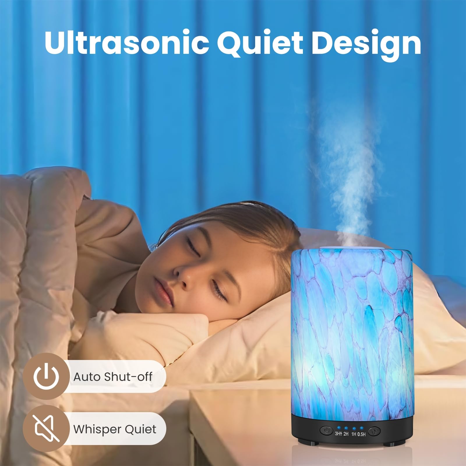 Essential Oil Diffuser 120ML Metal Aromatherapy Diffuser, Cool Mist Humidifier with Auto Shut-Off Protection 7 Color Lights for Home Office Spa (Tree)