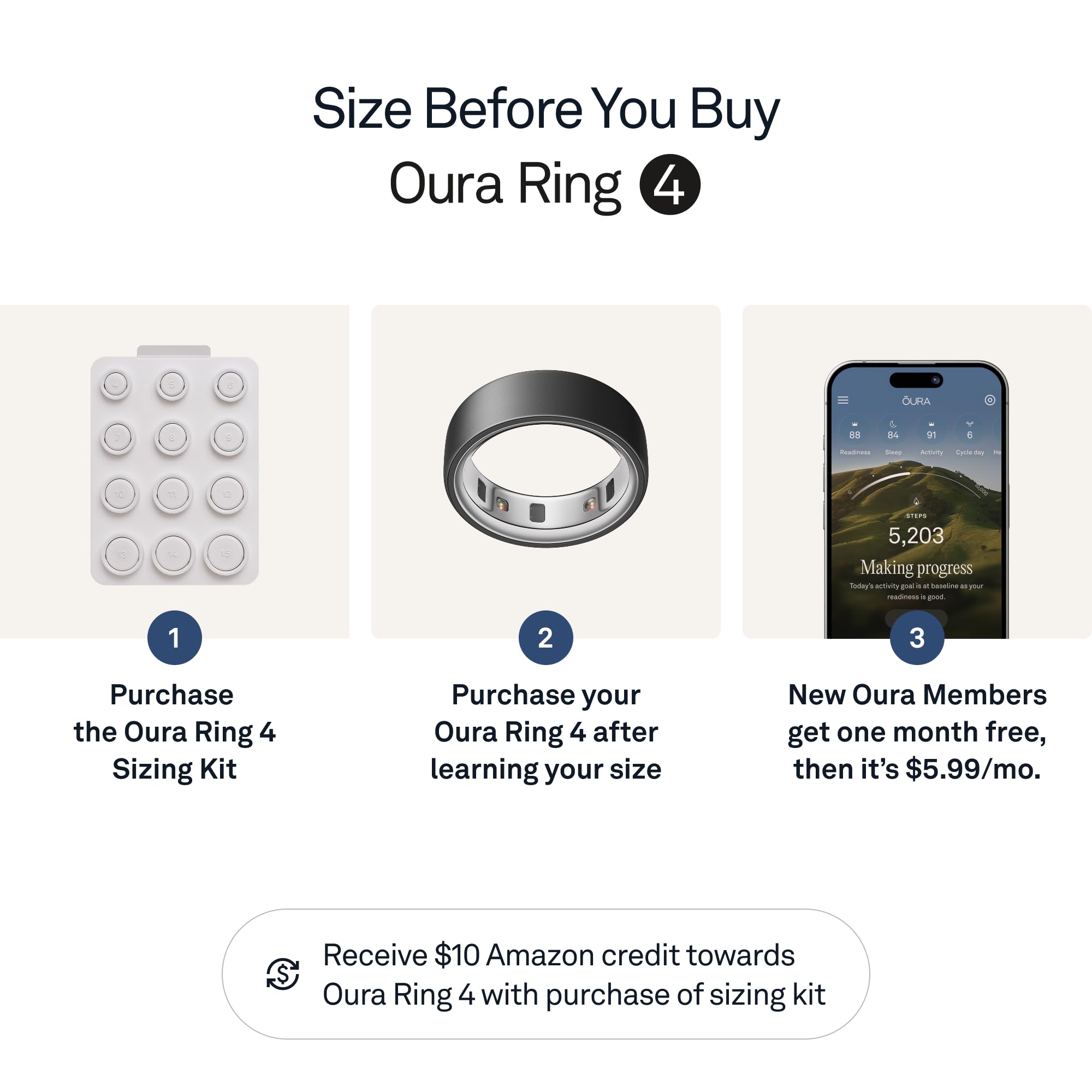 Oura Ring 4 - Gold - Size 8 - Size Before You Buy