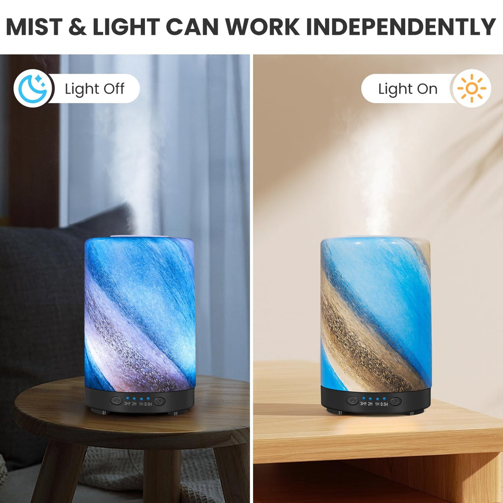 Essential Oil Diffuser 120ML Metal Aromatherapy Diffuser, Cool Mist Humidifier with Auto Shut-Off Protection 7 Color Lights for Home Office Spa (Tree)