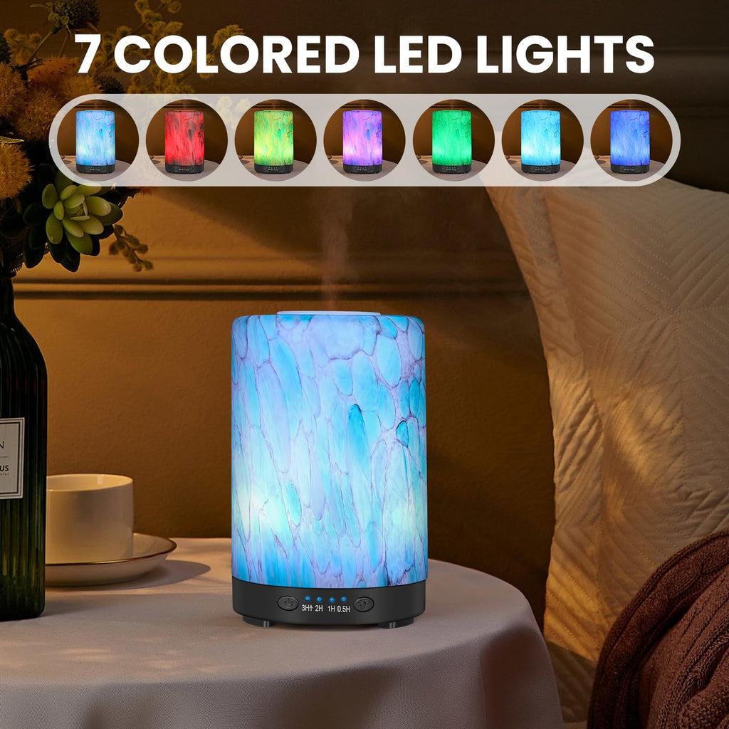 Essential Oil Diffuser 120ML Metal Aromatherapy Diffuser, Cool Mist Humidifier with Auto Shut-Off Protection 7 Color Lights for Home Office Spa (Tree)
