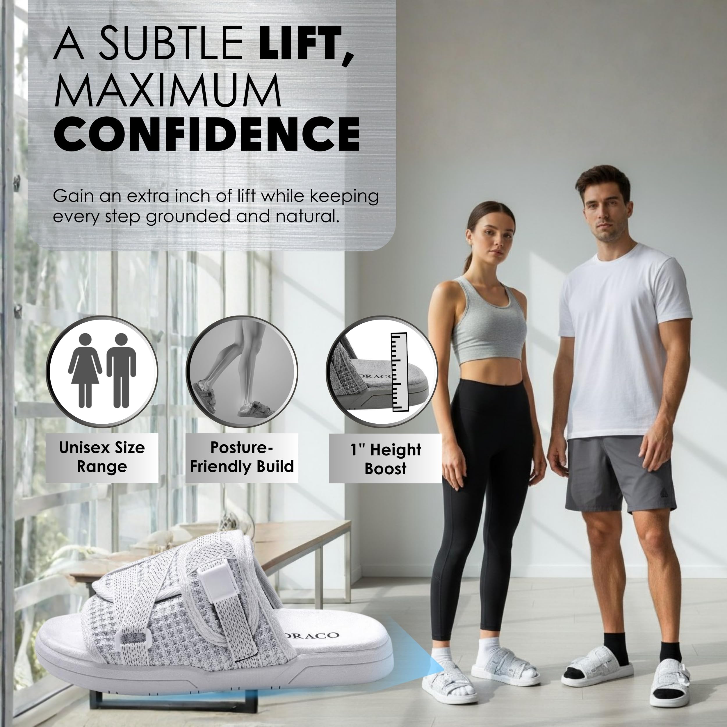 Draco DracoSlides Reflective Slides for Men and Women, Wrapped in Reflective 3M with Adjustable Straps for Wide/Narrow Feet, Sandals with Arch Support & Slip Resistant, Men & Women Footwear, Black