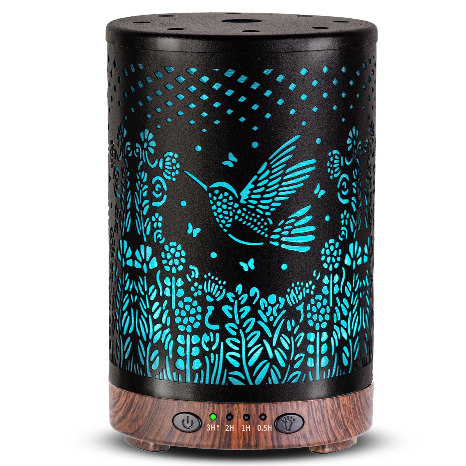 Essential Oil Diffuser 120ML Metal Aromatherapy Diffuser, Cool Mist Humidifier with Auto Shut-Off Protection 7 Color Lights for Home Office Spa (Tree)