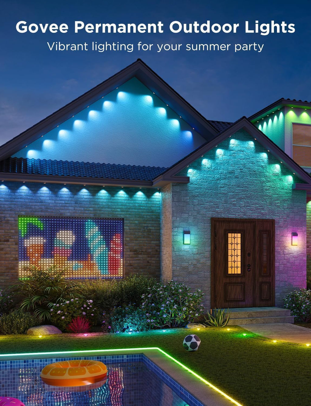 Govee Permanent Outdoor Lights Pro, 200ft with 120 RGBIC LED Lights for Daily and Accent Lighting, 75 Scene Modes for Outdoor Decor, IP67 Waterproof, Works with Alexa, Google Assistant, Matter, White