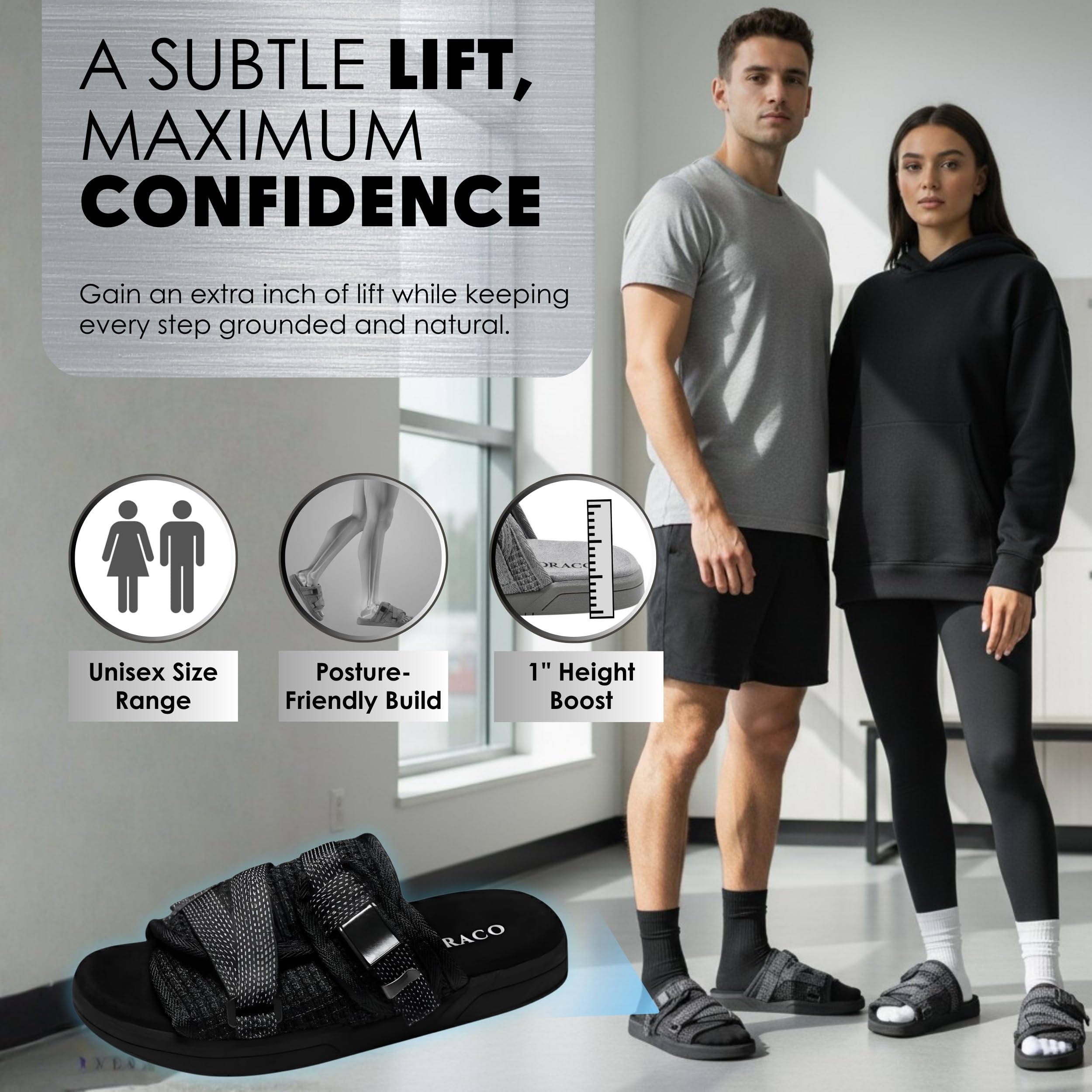 Draco DracoSlides Reflective Slides for Men and Women, Wrapped in Reflective 3M with Adjustable Straps for Wide/Narrow Feet, Sandals with Arch Support & Slip Resistant, Men & Women Footwear, Black