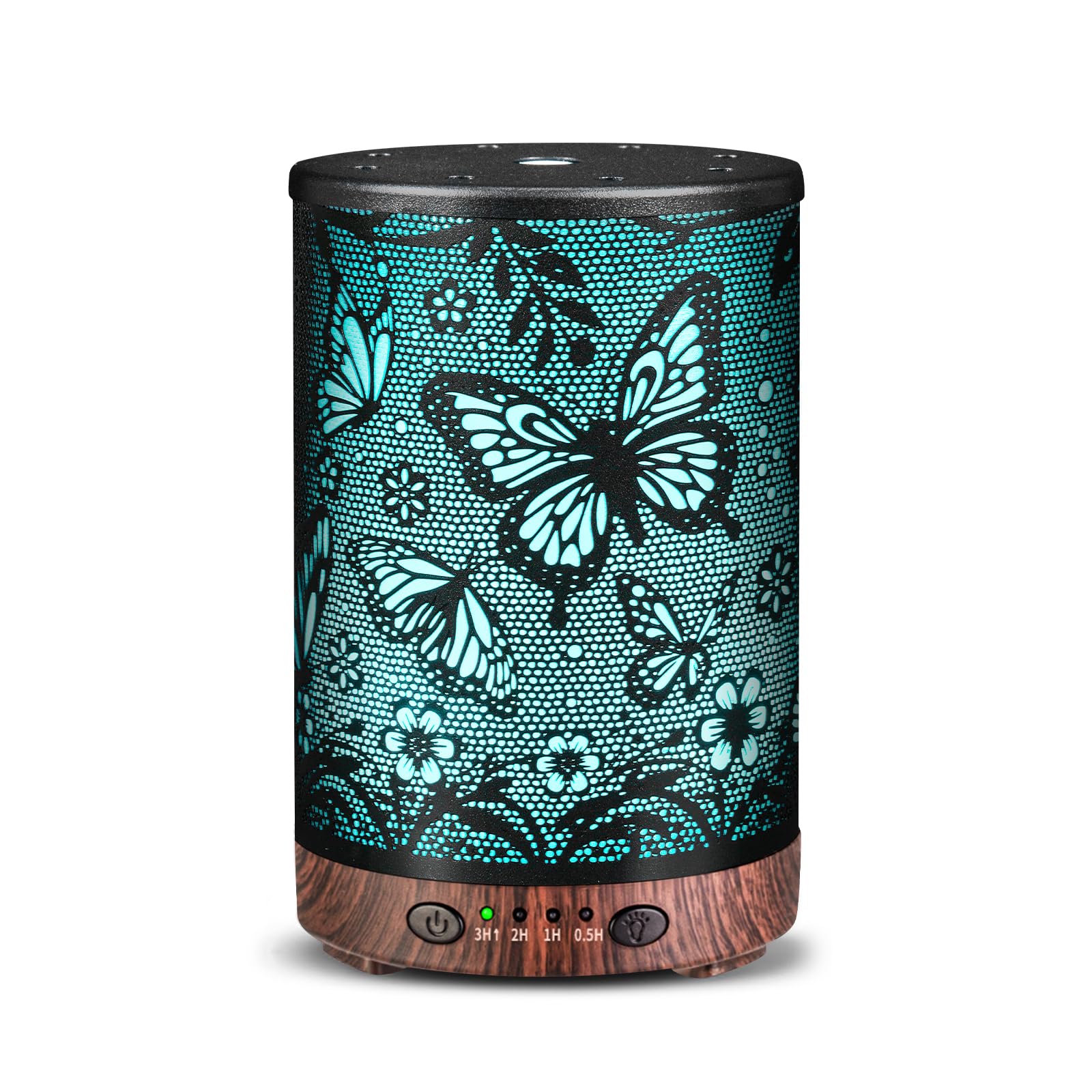 Essential Oil Diffuser 120ML Metal Aromatherapy Diffuser, Cool Mist Humidifier with Auto Shut-Off Protection 7 Color Lights for Home Office Spa (Tree)