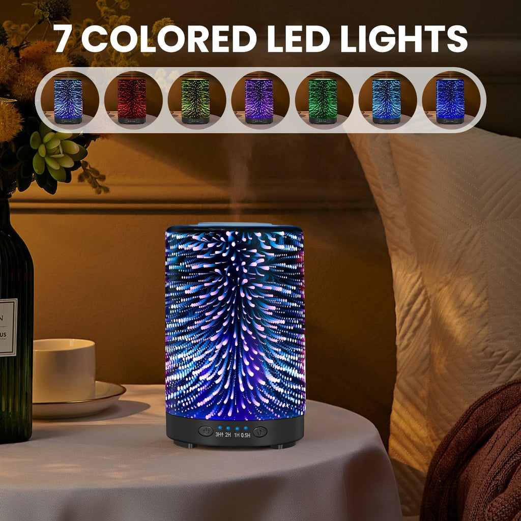 Essential Oil Diffuser 120ML Metal Aromatherapy Diffuser, Cool Mist Humidifier with Auto Shut-Off Protection 7 Color Lights for Home Office Spa (Tree)