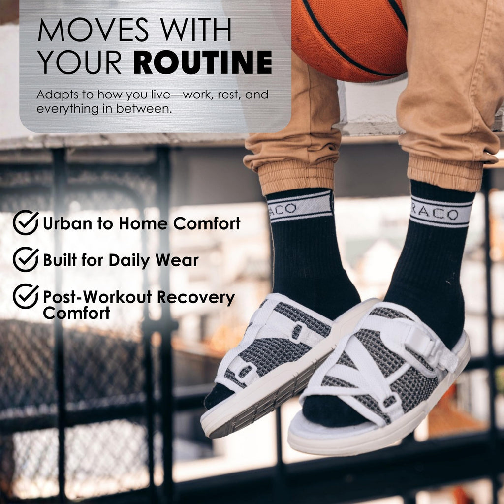 Draco DracoSlides Reflective Slides for Men and Women, Wrapped in Reflective 3M with Adjustable Straps for Wide/Narrow Feet, Sandals with Arch Support & Slip Resistant, Men & Women Footwear, Black