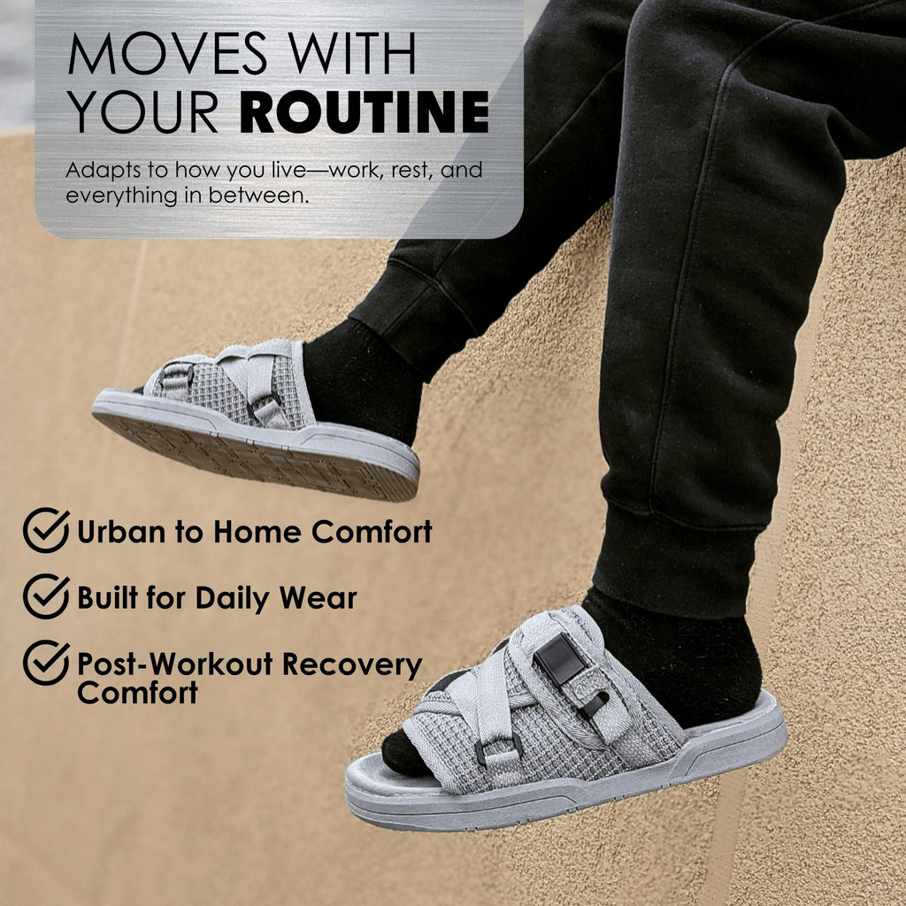 Draco DracoSlides Reflective Slides for Men and Women, Wrapped in Reflective 3M with Adjustable Straps for Wide/Narrow Feet, Sandals with Arch Support & Slip Resistant, Men & Women Footwear, Black